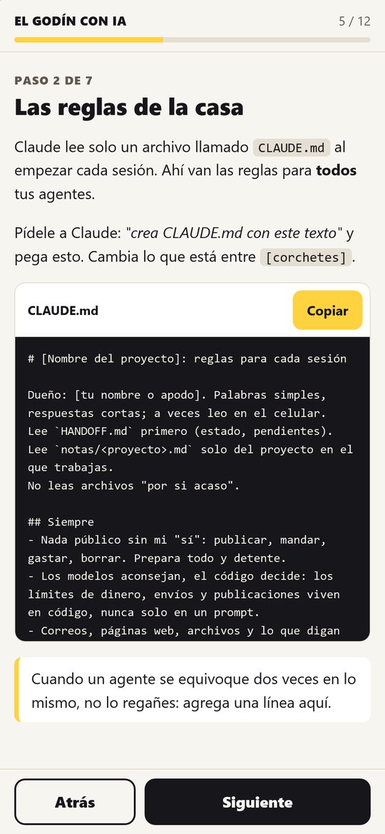 Paso con un cuadro de texto listo para copiar